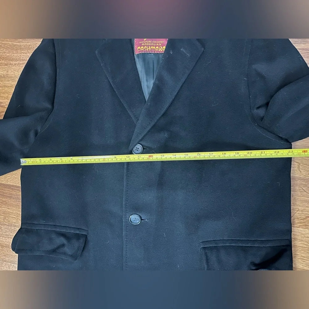 Vintage 1950s Schlesinger’s NY 100% Black Mongolian Cashmere 3 Button Overcoat